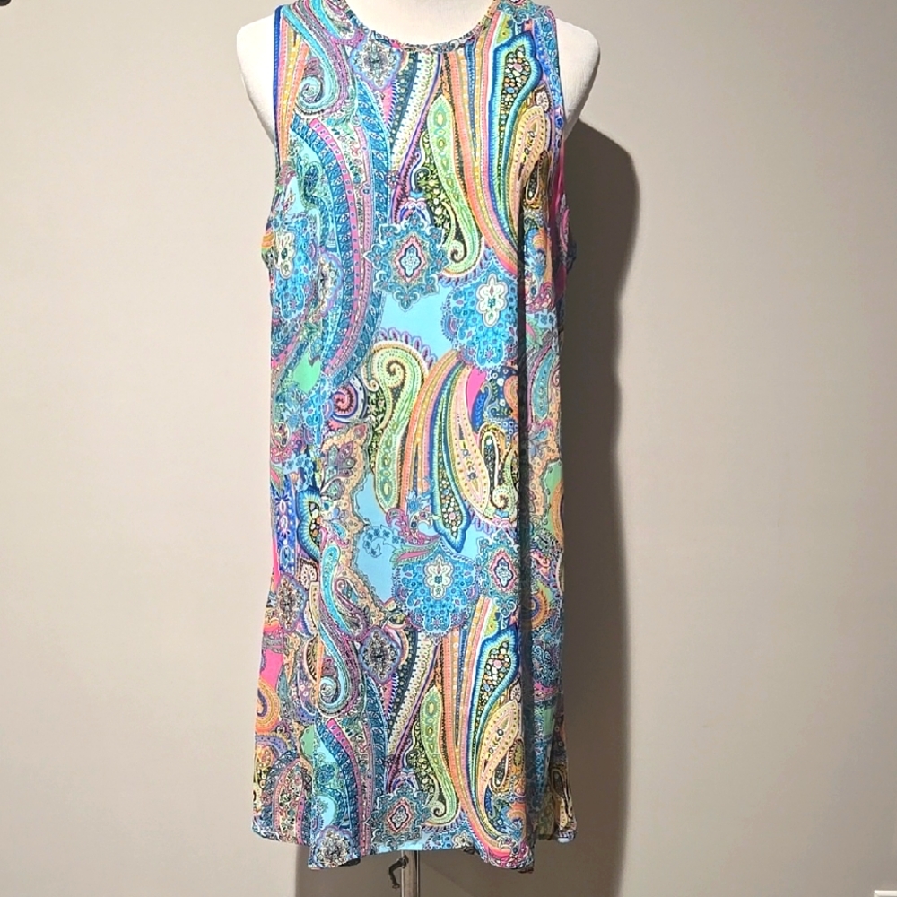 Tommy Hilfiger Colorful Paisley Sleeveless Dress Summer, Travel Size 12